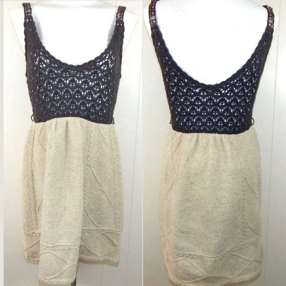 Free People Crochet Cable Knit Sweater Dress